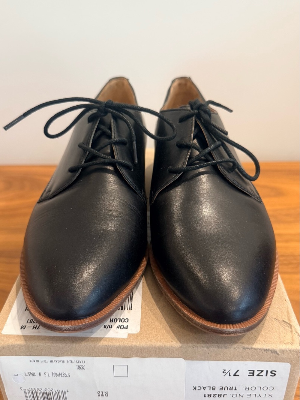 Madewell Black Leather the Frances Oxfords shoes size 7.5